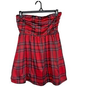 Altar’d State Strapless Red Plaid w/Bow Mini Dress M Christmas Holiday Festive